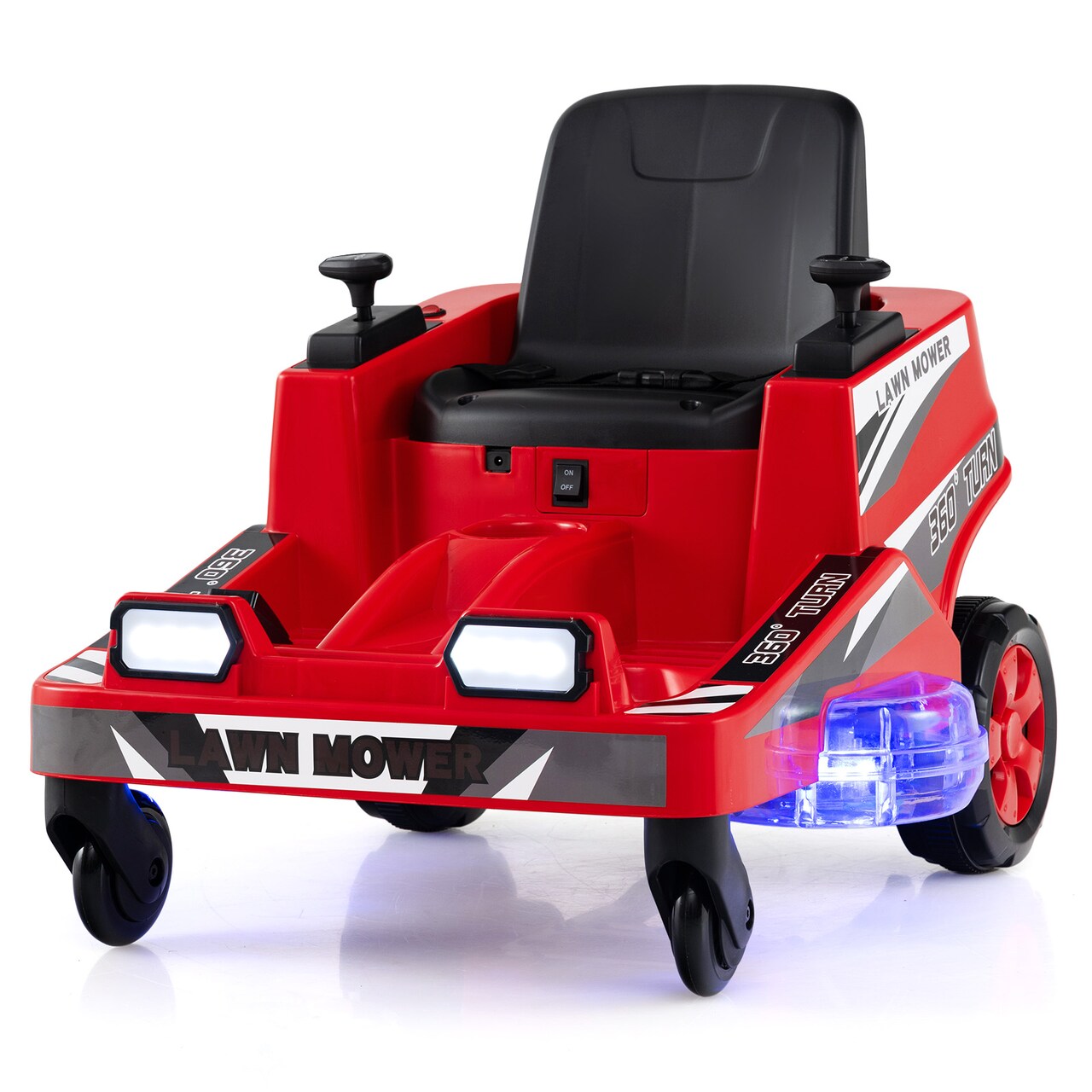 12V Kids Ride-On Lawn Mower Toy with LED Lights and Parent Control